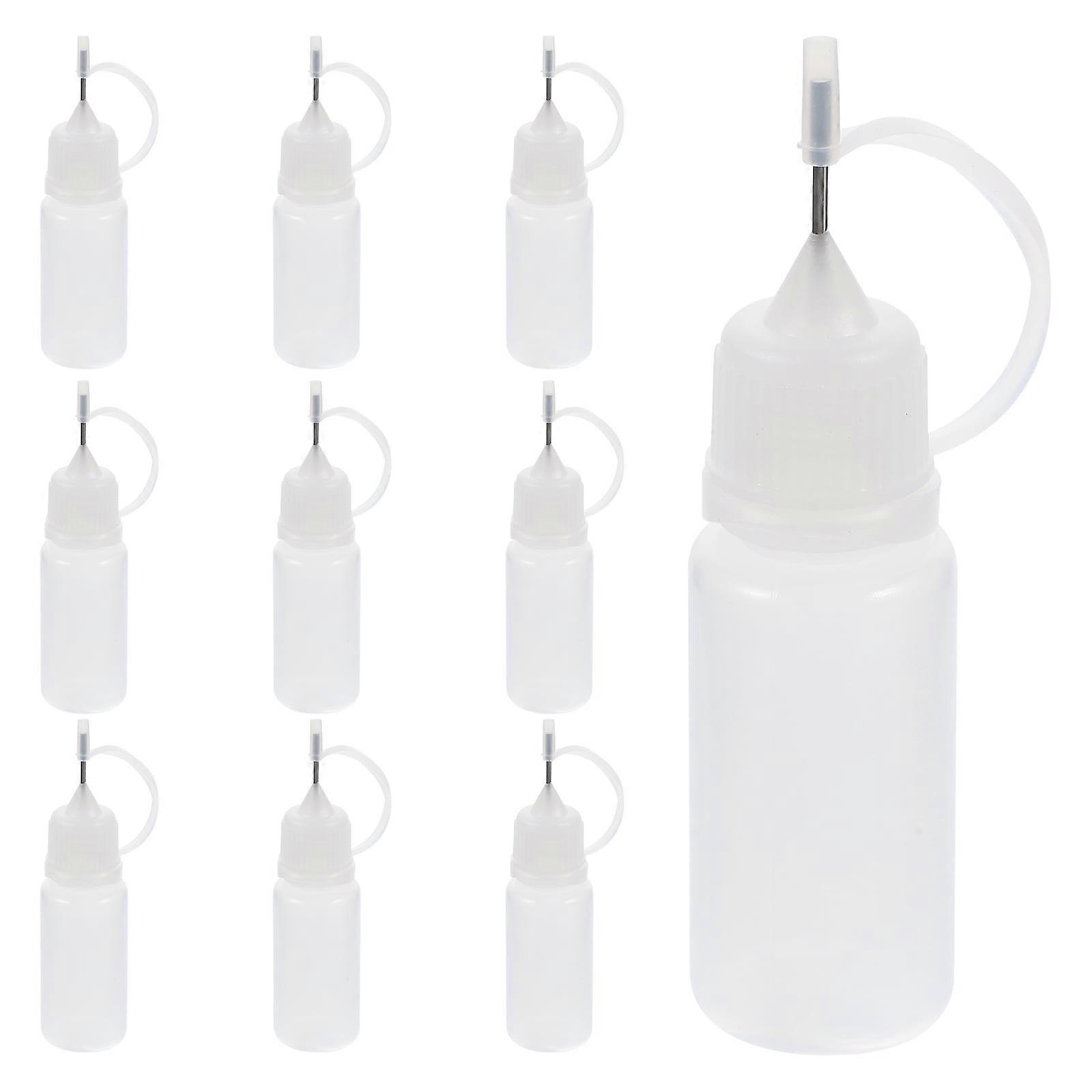 10Pcs 10ml Needle Tip Glue Bottle Applicator DIY Quilling Tool Precision Bottle (White)