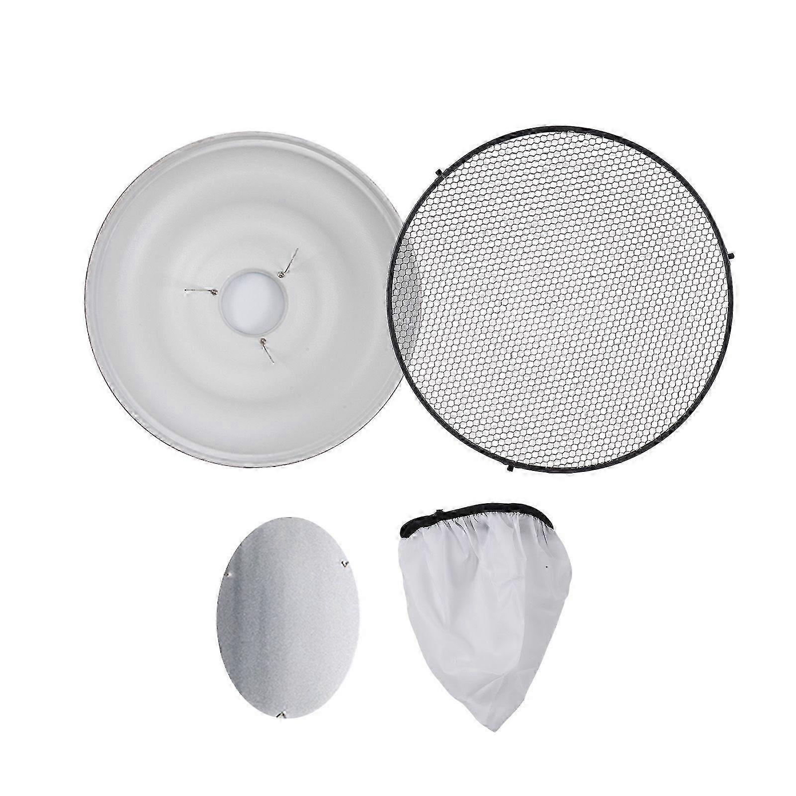 41.2cm/16in Studio Photography Reflector Beauty Dish Diffuser with Honeycomb Grid & Soft Cloth for Bowens Mount Speedlite Strobe Light, White Internal