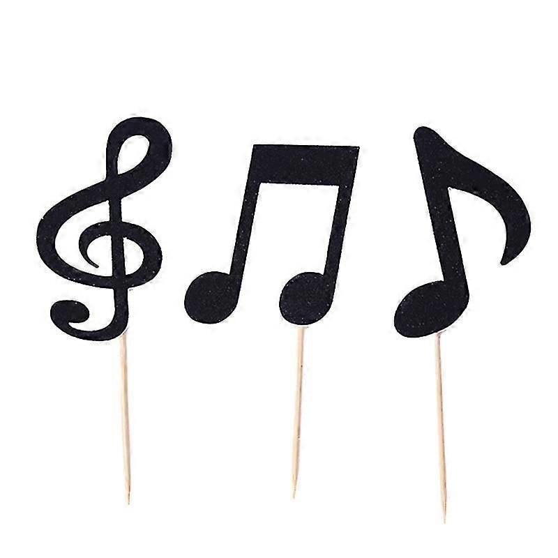 30個の音符をテーマにしたカップケーキトッパー紙ケーキ挿入カードウェディングケーキトッパーデコレーション(haoyi