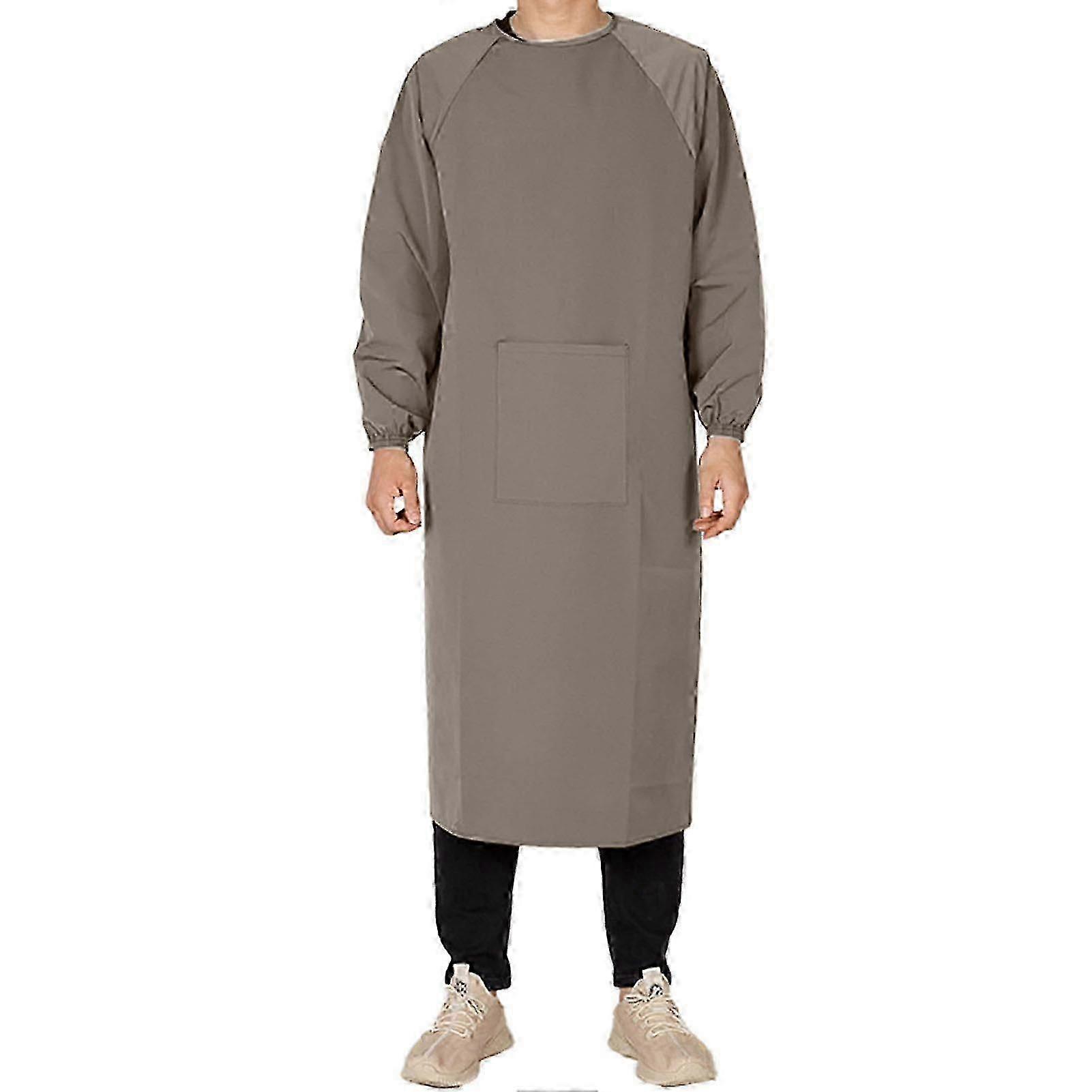 Waterproof Canvas Apron with Large Pockets & Elastic Long Sleeves for Chefs & Grill Lovers at Jikaixiang