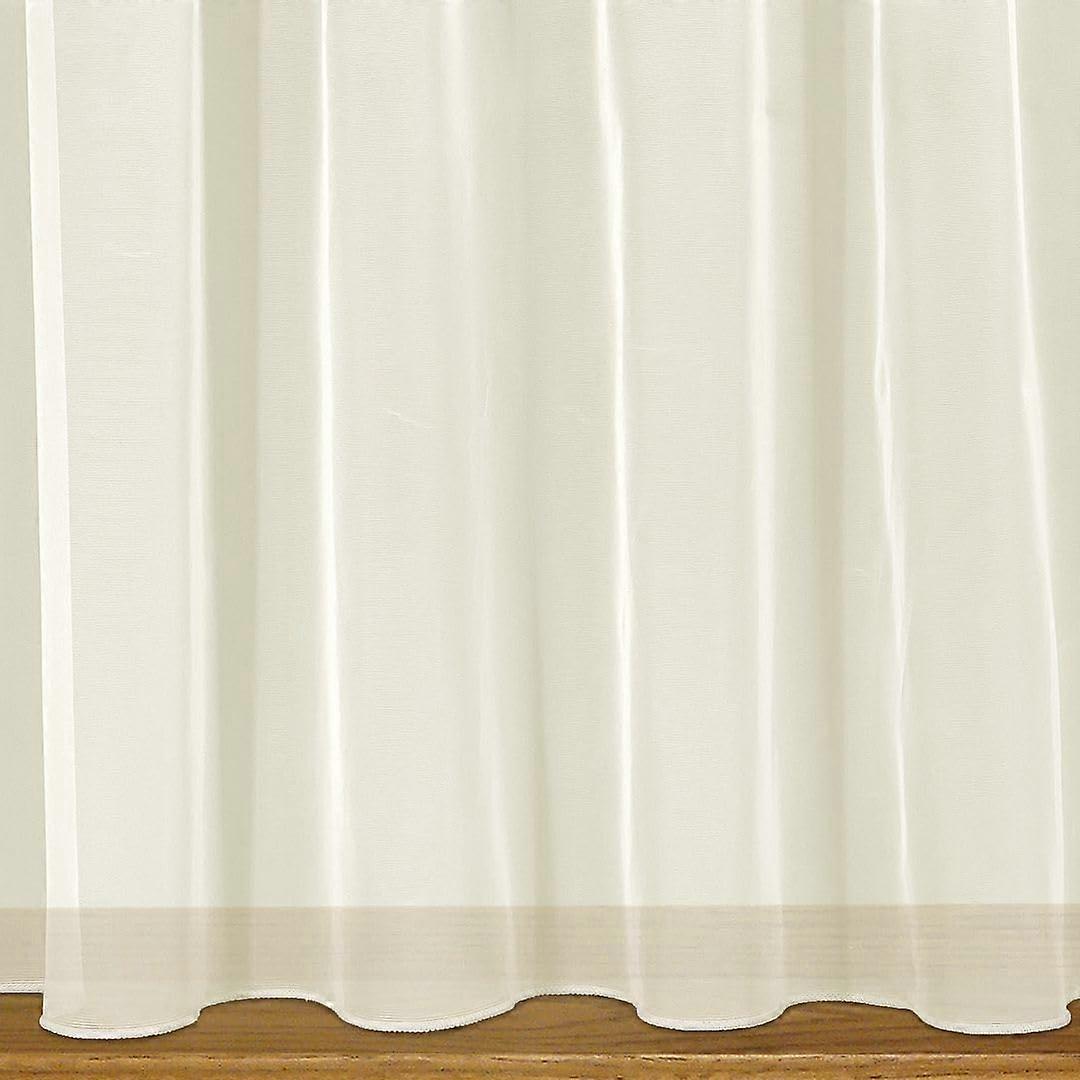 Cream Net Curtains With Weighted Base & Rod Slot - 1 Metre Width, 36 Inch Drop, Plain Design, Custom Sizes Available