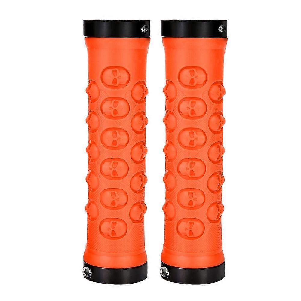 Bicycle Cycling Handle Bar Anti slip Grips Lock On Mountain Bike Handlebar Grips(orange)