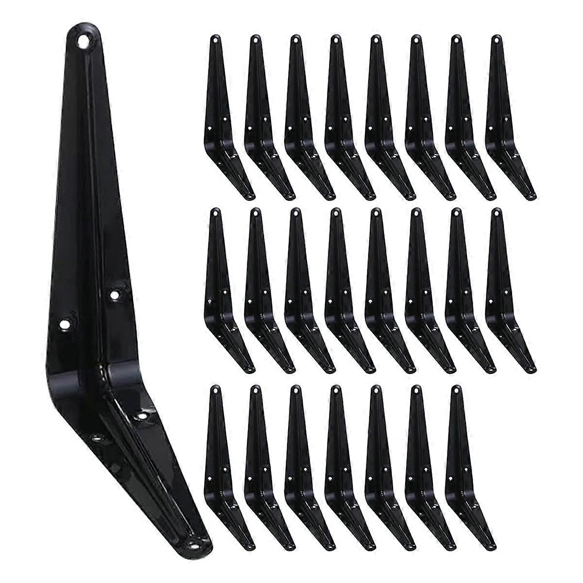 24pcs Shelf Brackets 6 Inch Floating Shelf Bracket for Wood Black
