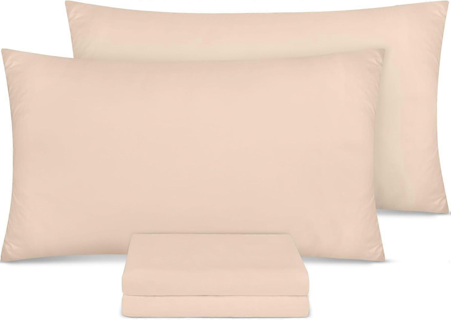 Pillow Cases 4 Pack- Standard Size 50x75 cm - 100% Brushed Microfiber Pillowcases with Envelope Closure Beige