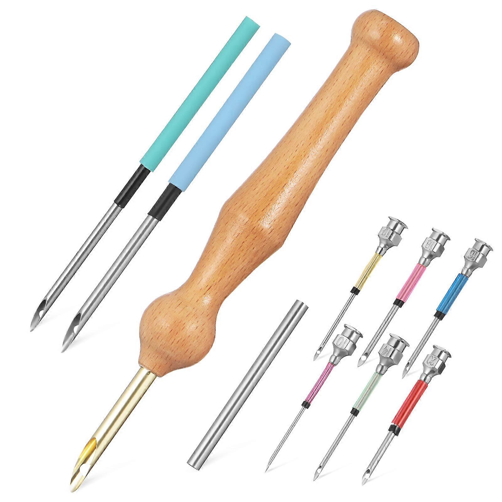 Punch Needle Set Wood Handle for Craft Use 1Set Embroidery Kit