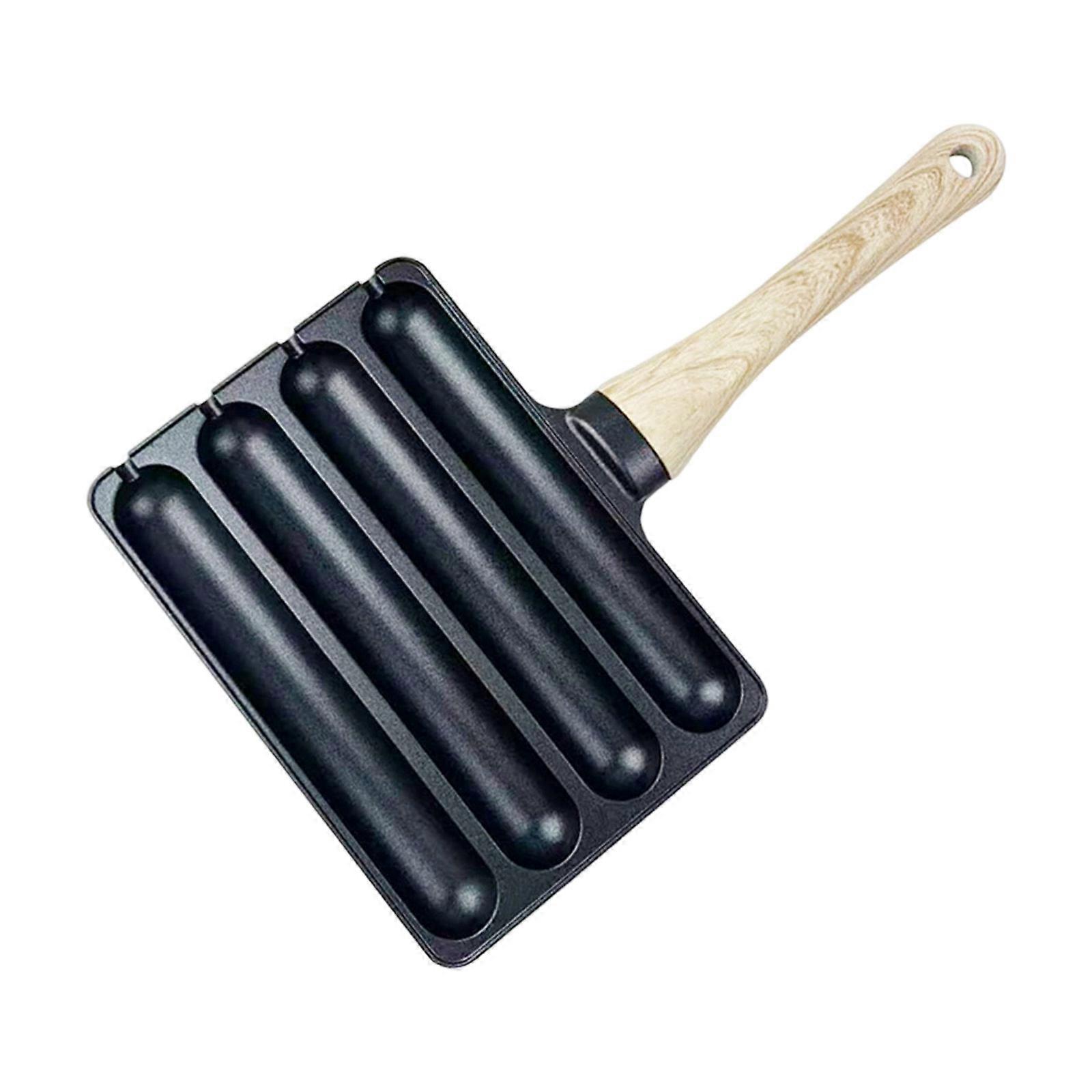 Nonstick Roasting Pan For Sausage Baking Heat Resistant Wooden Handle Easy Cleaning Design Multipurpose Bakeware Multicolor