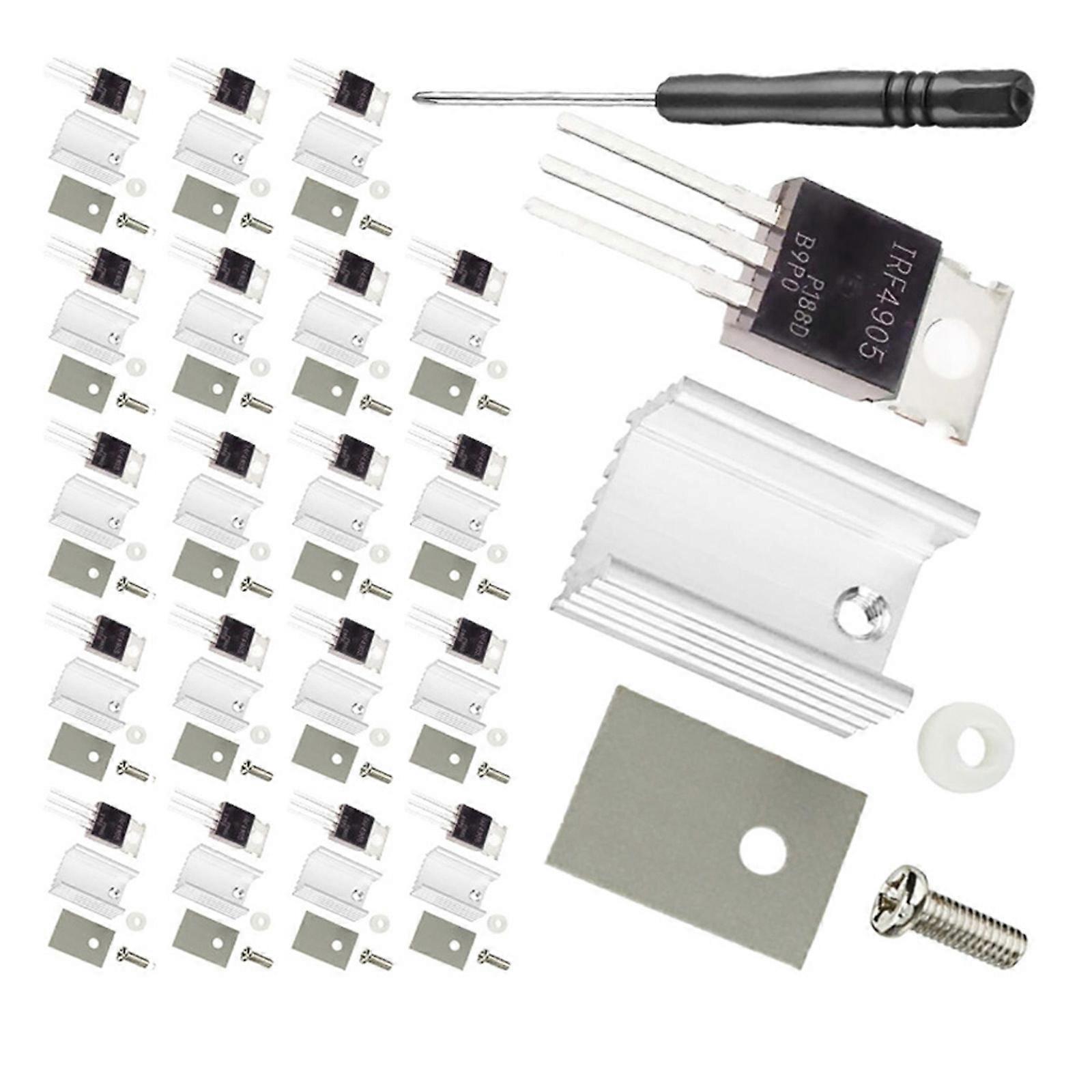 High Power IRF4905 Insulator Mounting Kit With TO220 Heatsink Coolers Radiator For PC Enhanced Thermal Management Multicolor