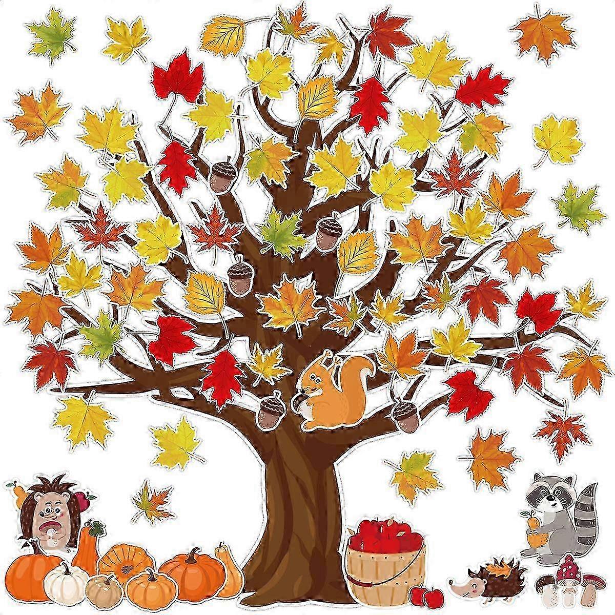 Multi-Purpose Decor Classroom Tree Bulletin Board Decor, Fall Tree Decorations with Invisible Glue for Effortless Installation (Incorporating 5 z
