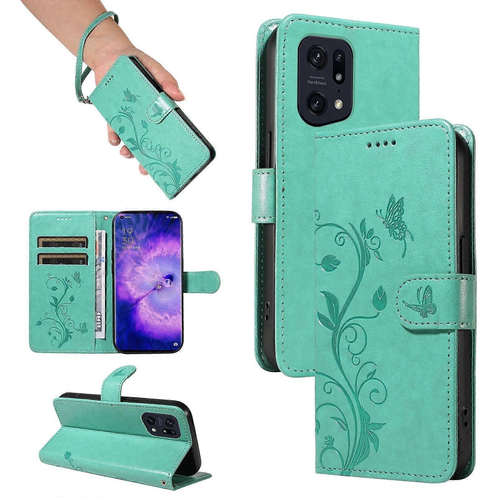 Flip Case for OPPO Find X5 Pro Apricot Blossom Print Shockproof Protection Wallet Phone Case with Card Slots and Removable Wrist Strap