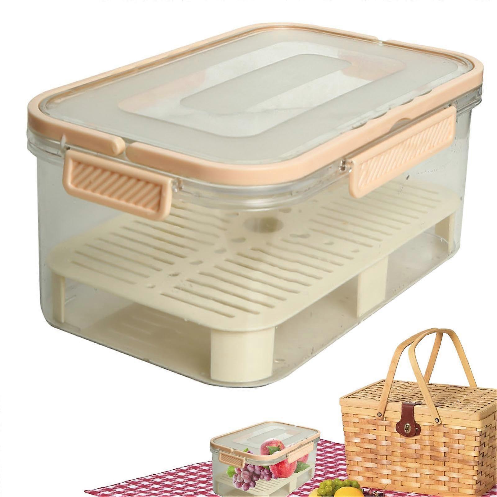 Fruit Storage Container with Lid for Fridge, Portable Food Storage Box for Vegetables, Berries, Meat