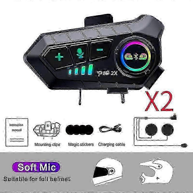 YP10 Motorcycle Helmet Intercom Bluetooth 5.3 Headset 300M intercomunicador Riding Communication Wireless Interphone Waterproof Music Player Earp