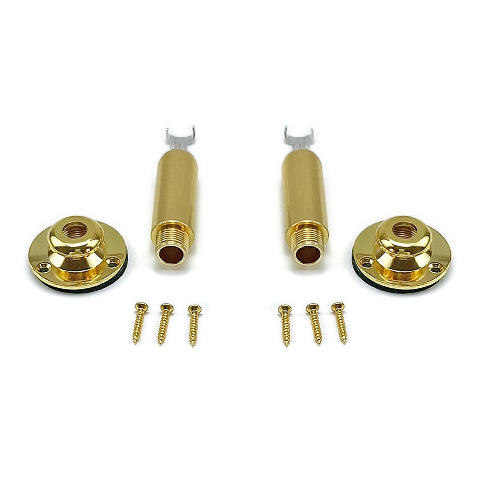 2Pcs 6.35mm Copper Guitar Mono End Pin Endpin Socket Plug Replacement Guitar Strap Button Plug Socket With Screws  Gold