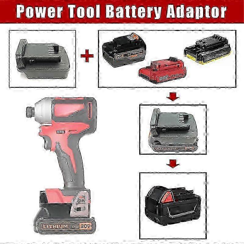 Adapter for Black Decker 20V Li-ion Battery Convert to for Milwaukee 18v Tool
