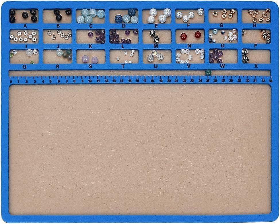 Blue Bead Mat with Rectangular Pattern Board in Felt 35.5 x 28 cm with Ladders and 14 Grids Bead Tray for Jewellery Making Beads Supplies
