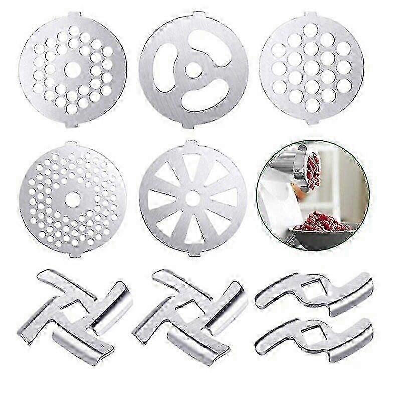 אביזרי מטחנת בשר מנירוסטה עם סכין קוצץ וצלחות