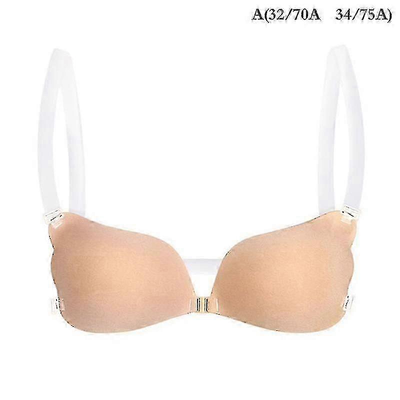 1pc Women Invisible Bra Push Up Silicone Bra With Transparent Straps Backless