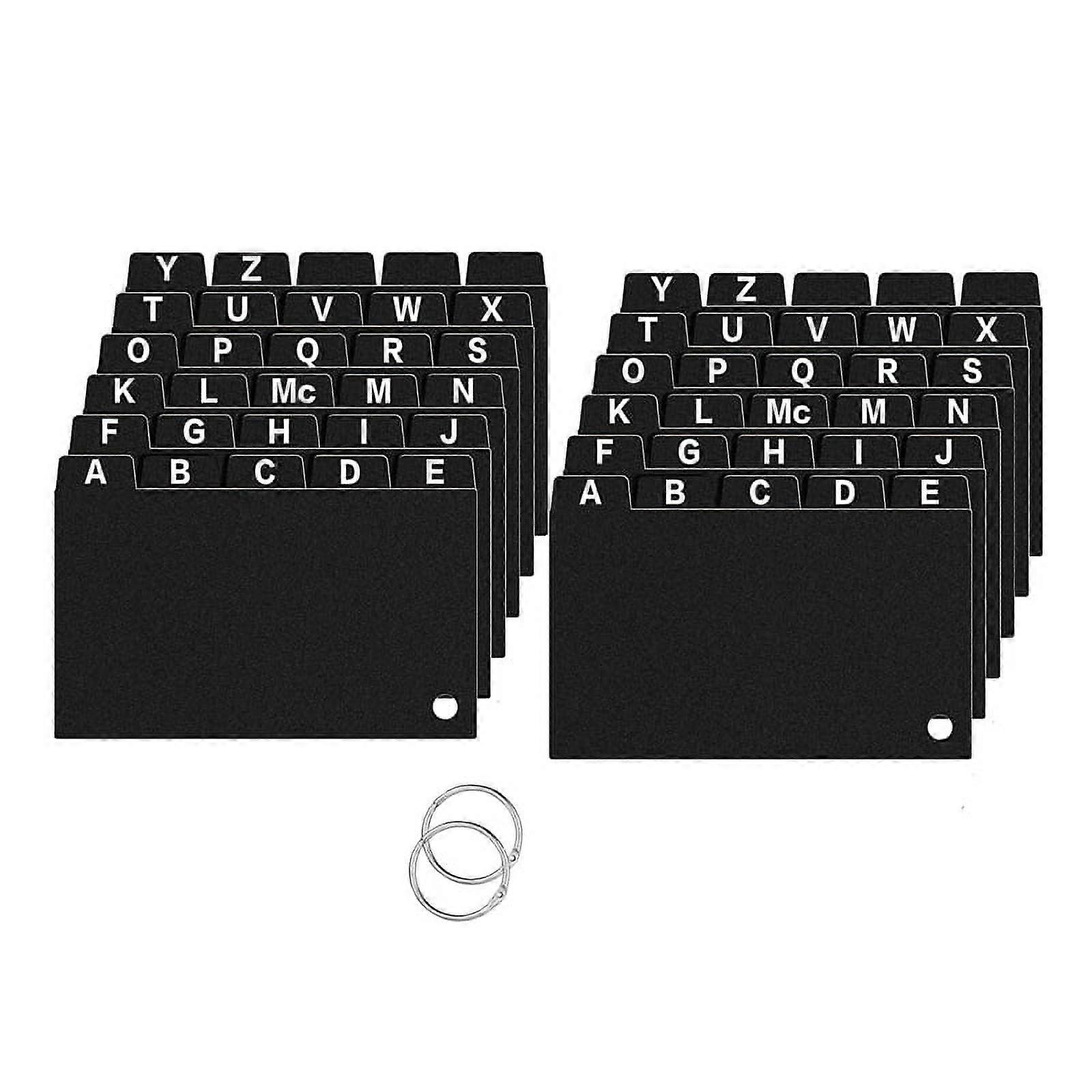 62 Pieces Black Index Card Dividers 3x5, Alphabetical Tabbed Index Card Dividers with Ring Index Card Organizer