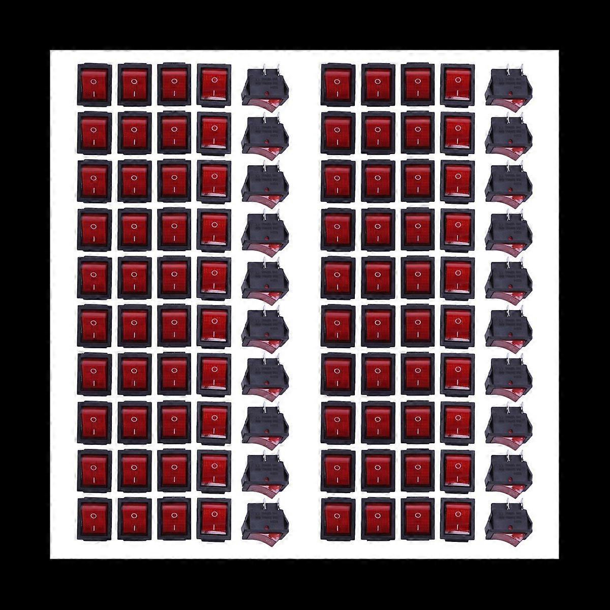 100 x Red Illuminated Light On/Off DPST Boat Rocker Switch 16A/250V 20A/125V AC