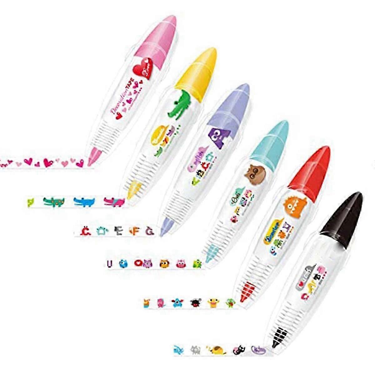 6PCS DIY Cute Animals Press Type Decorative Pen