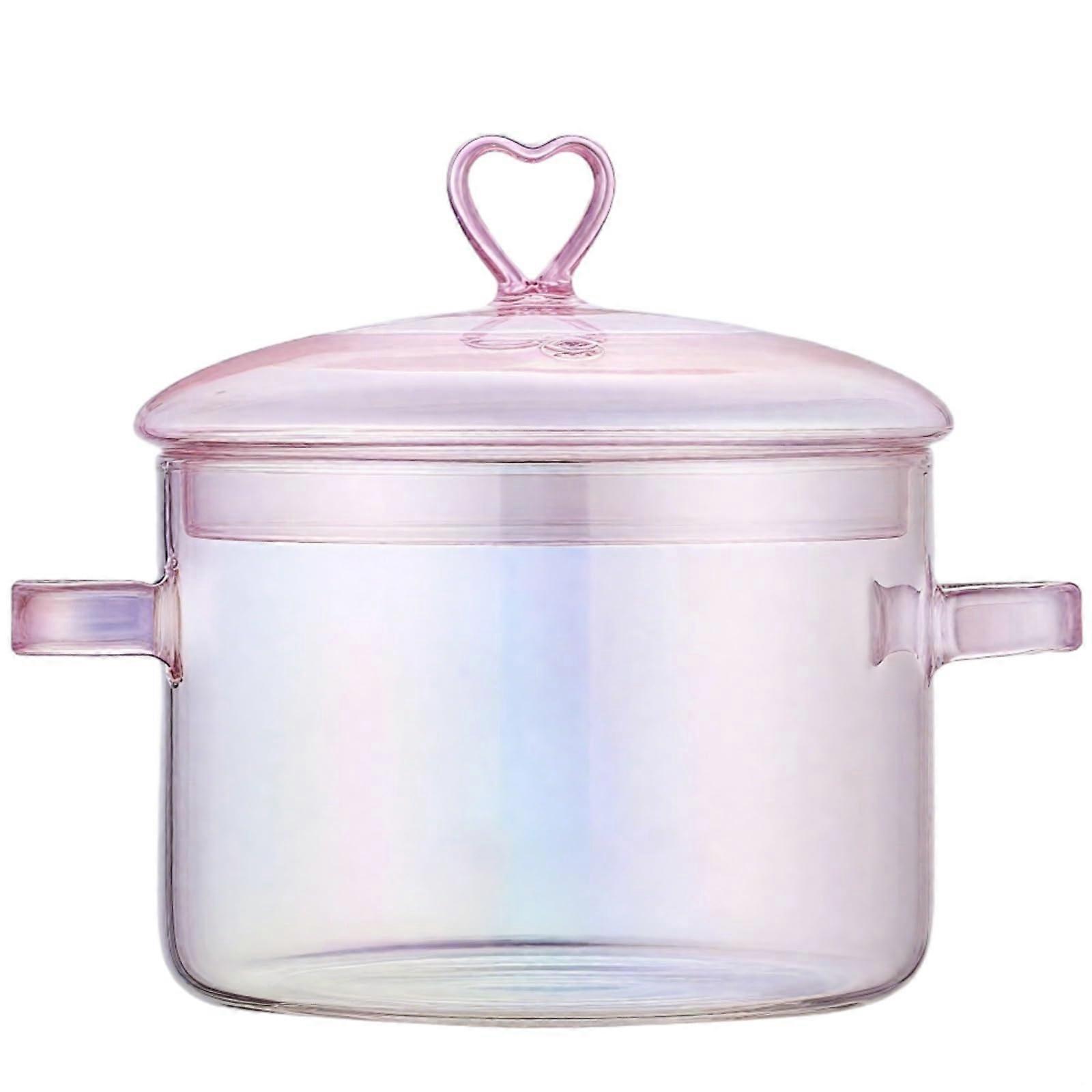Glass Saucepan 1.5L Borosilicate Pot with Dual Handles for Porridge, Soup, Gas or Open Flame Cooking