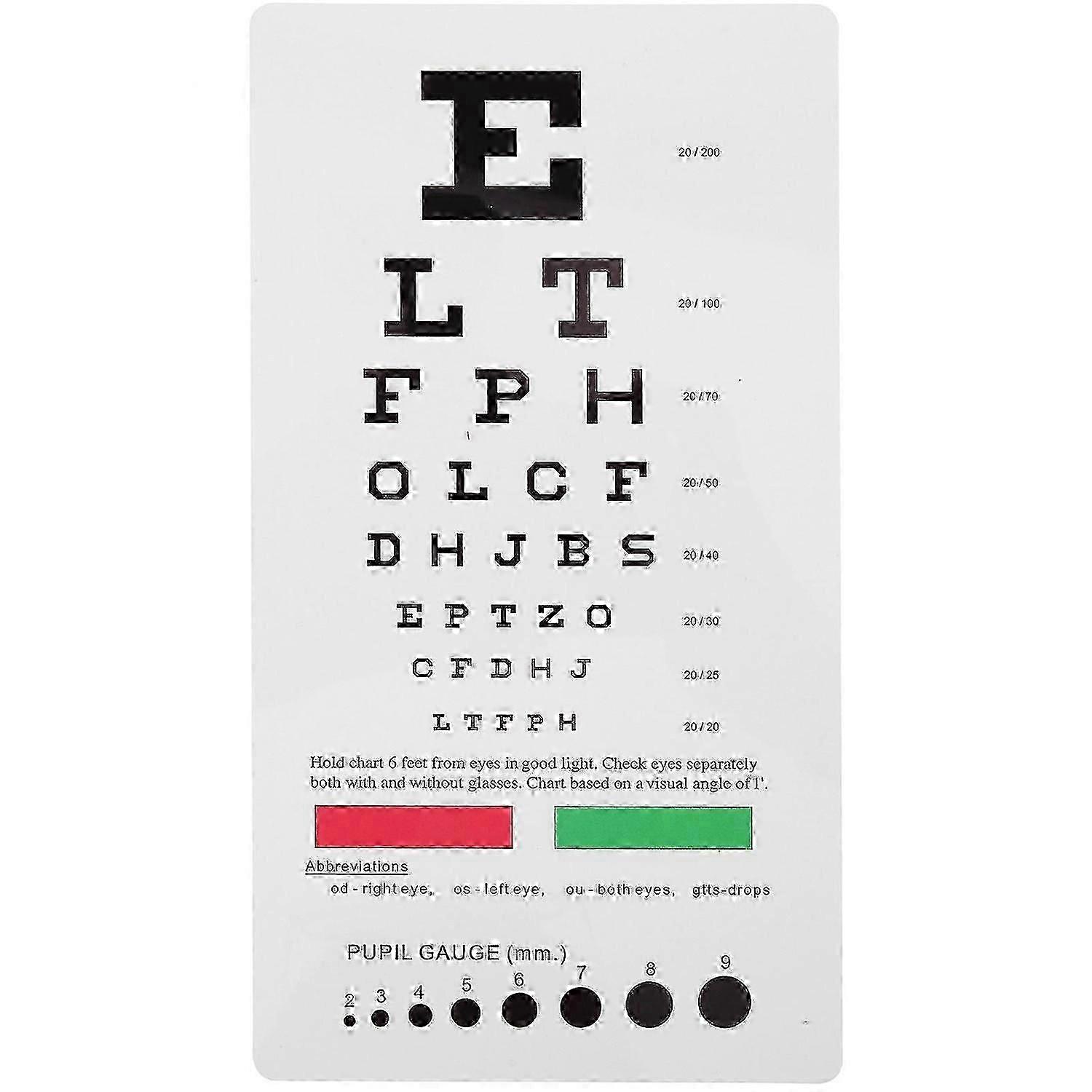 Plastic Eye Chart Vision Testing Eye Chart Portable Eye Chart Double Sided Eye Chart for Wall S1