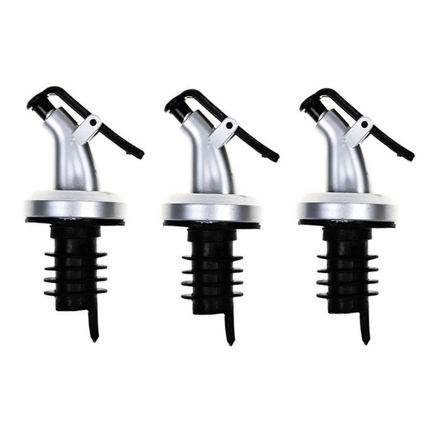 Oil Bottle Pourer and Wine Stopper Set, Leakproof Lock, Precise Control for Kitchen and Bar, 3pcs