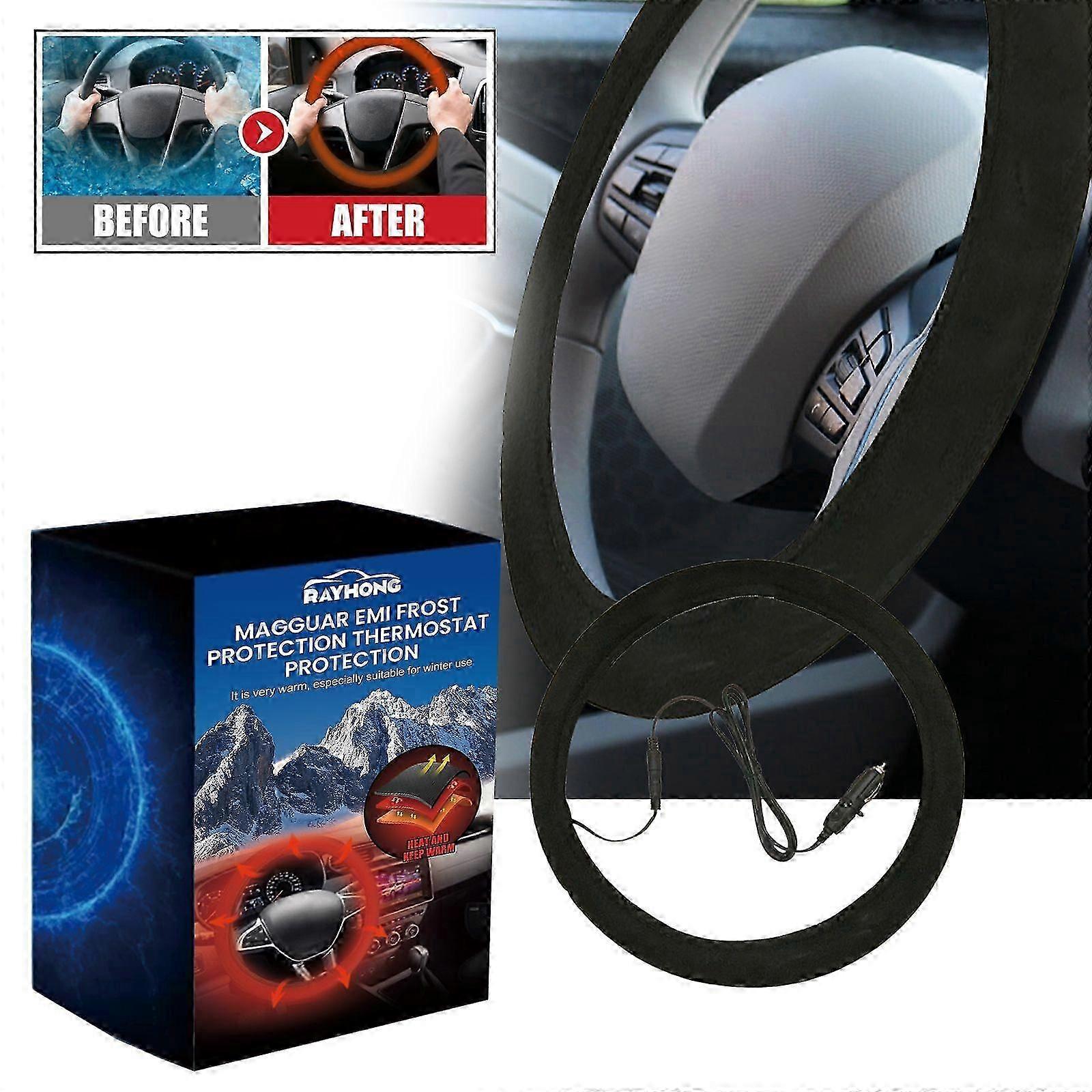 Heated Steering Wheel Cover with Quick Heating & Non-Slip Grip  Universal Fit, Adjustable Temperature for Safe, Comfortable Driving in Cold Weather