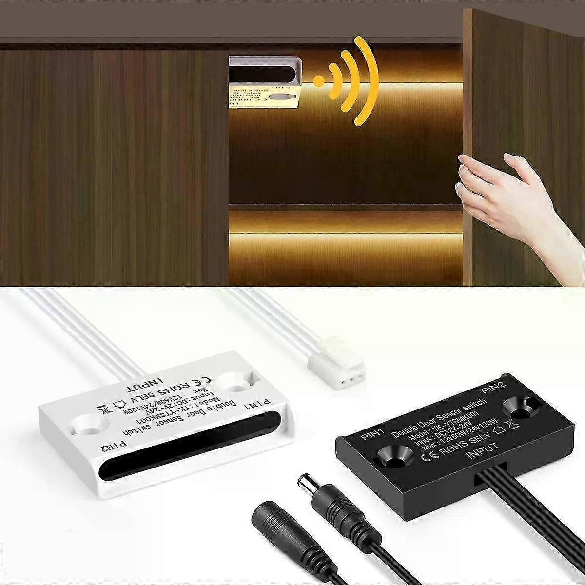 DC12-24V Door Switch IR Proximity Double Sensor Switch Door Open/Close ON LED Light Switch For Closet Cabinet Wardrobe Control