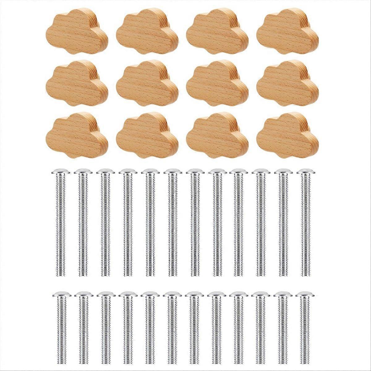  Beech Wood Drawer Knobs Cloud-Shaped Wooden Dresser Pulls