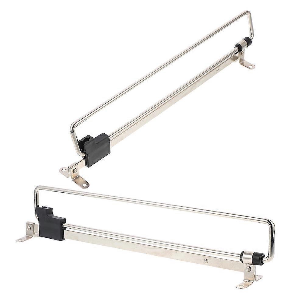 Pull Out Closet Hanging Rod Iron Extending Rail 2Pcs Silver