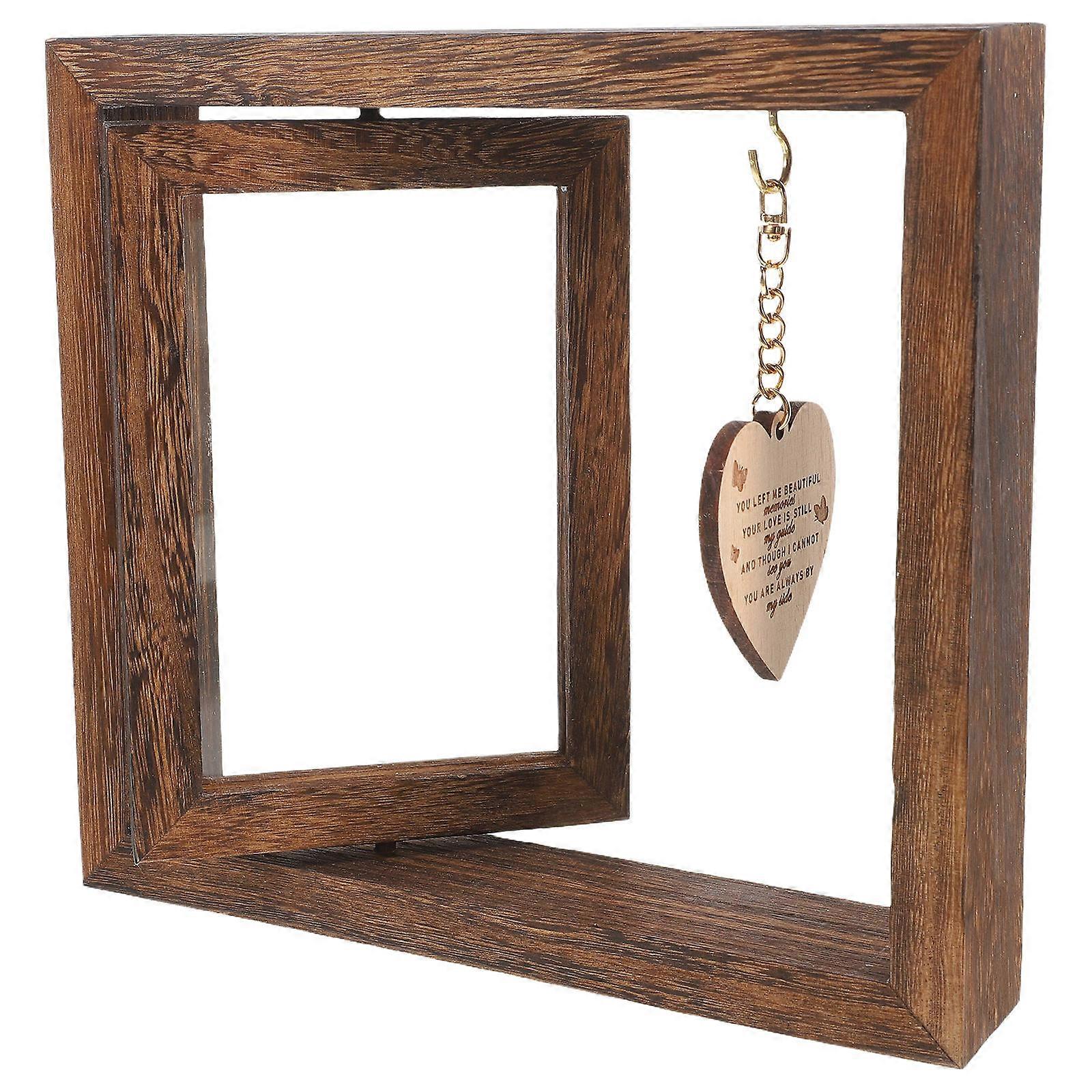 Wooden Rustic Retro Picture Frame for Office Decor with Rotatable