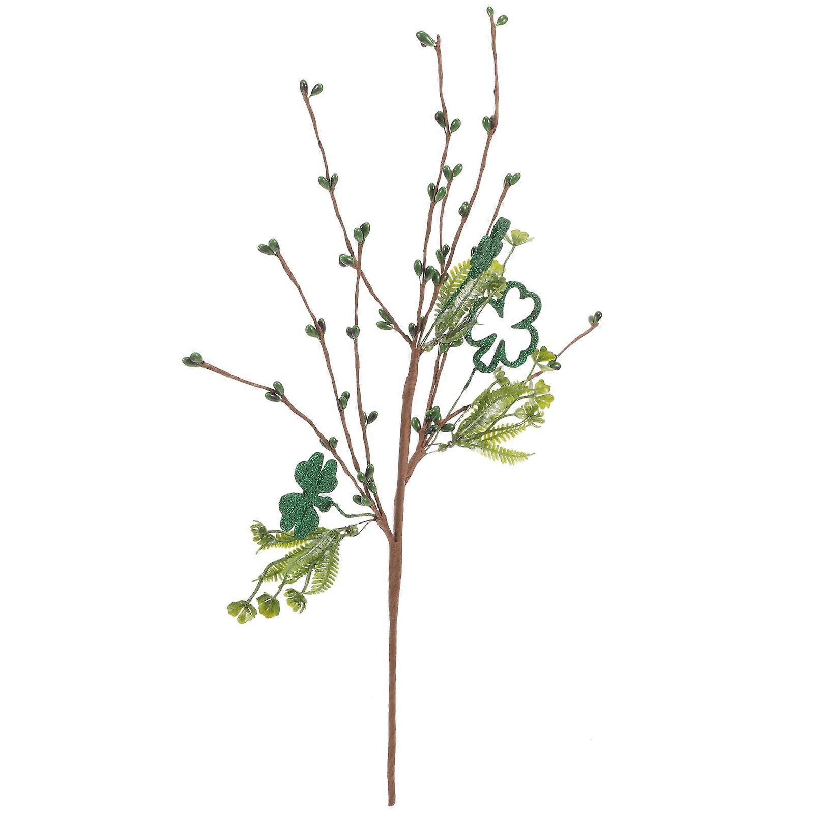 St Patricks Day Decor Artificial Leaf Stem for Decoration 2Pcs Plastic