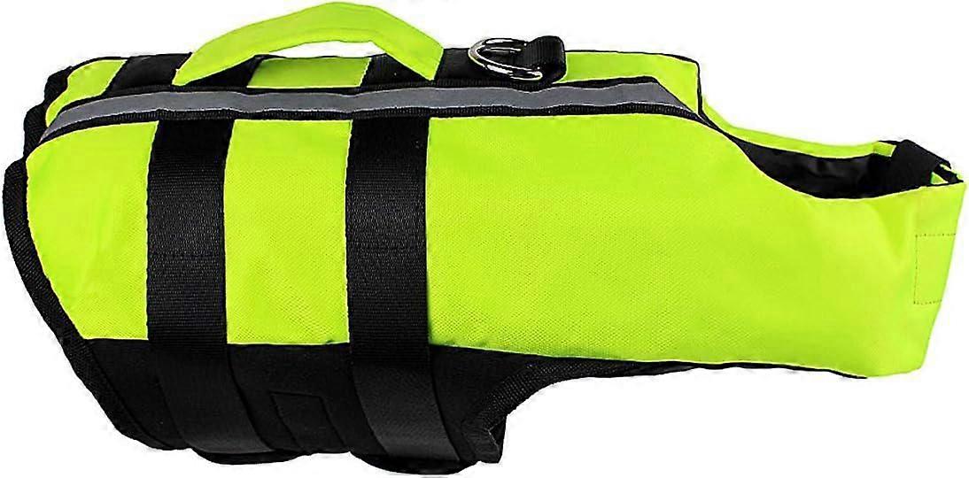 M, Green Dog Life Jacket Pet Life Jacket Dog Lifesaver Safety Vest Reflective Waistcoat Adjustable Size Dog Lifejacket for Swimming Surfing Boating Hu