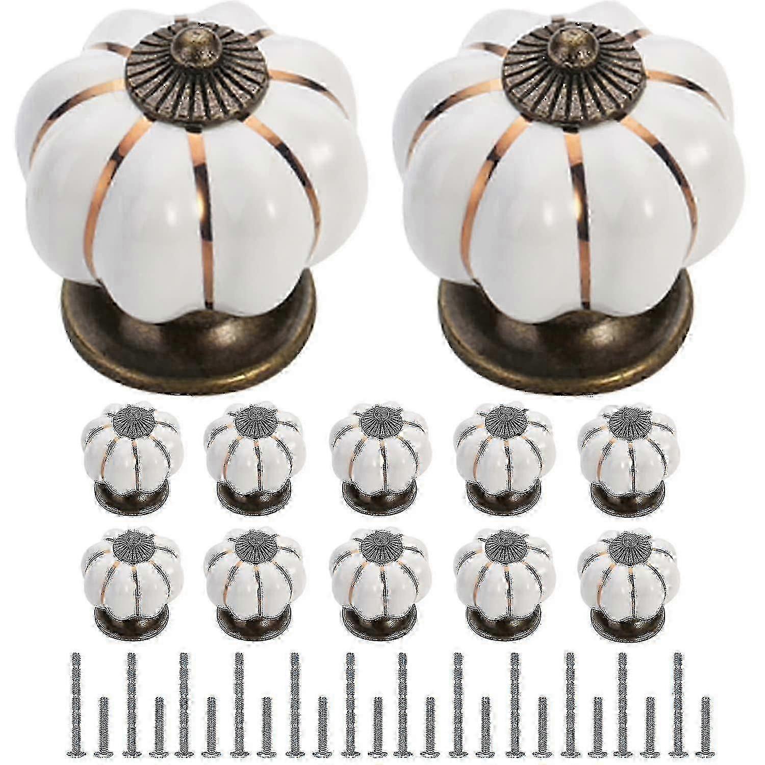 Pumpkin Knobs for Cabinet, 4-Piece Pink Ceramic Furniture Handles