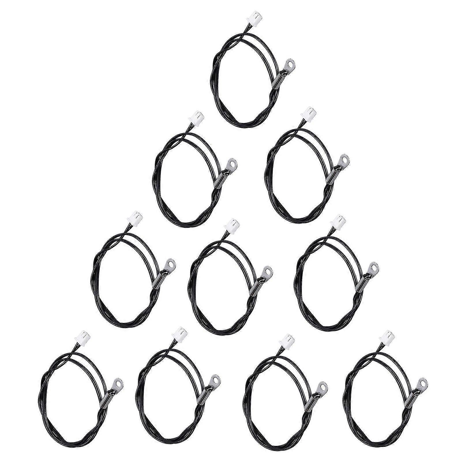 10Pcs NTC Thermistor Temperature Sensor Probe Round Lug Cold Pressed Terminal Connector 500mm10K B3435