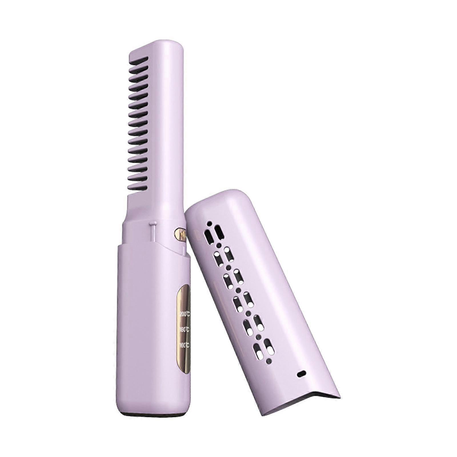 Cordless Hair Straightener USB Rechargeable 2 in 1 Styling Comb 30s Fast Heating for Travel