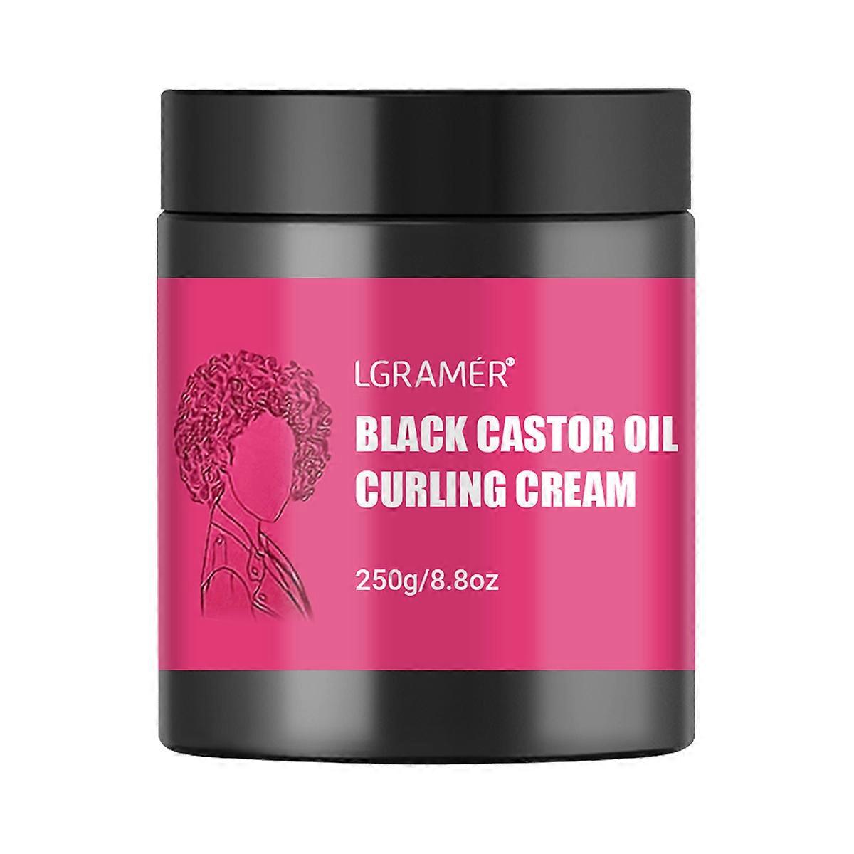 LGRAM��R Cr��me antiadh��sive pour d��finir les boucles �� l'huile de ricin noire Hydrate et ��limine les frisottis, cr��me anti-frisottis lissante