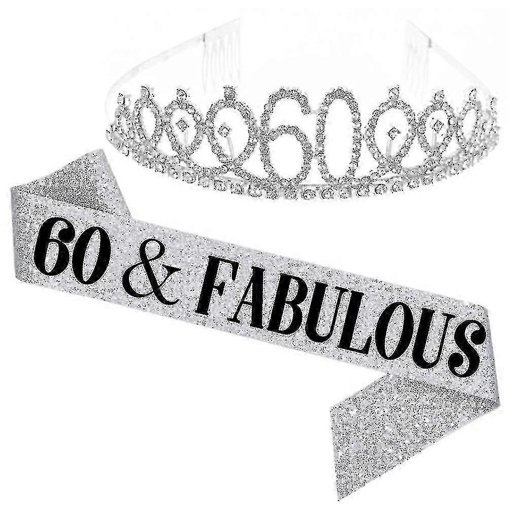 Women Glittering Rhinestone Letter Print Sash Tiara Set Birthday Party Supplies