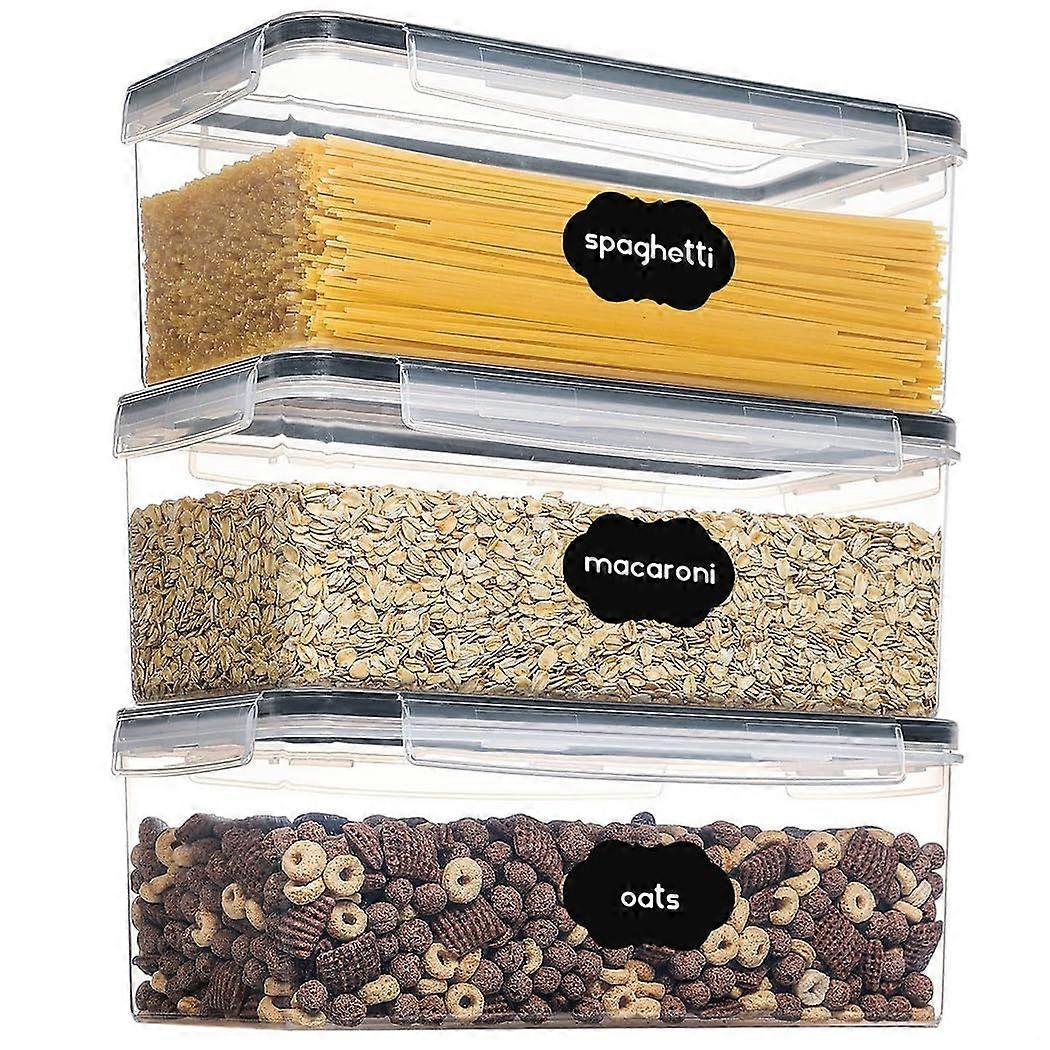 3Piece Pasta Storage Containers with Airtight Silicone Seal, Stackable BPA Clear Kitchen Set