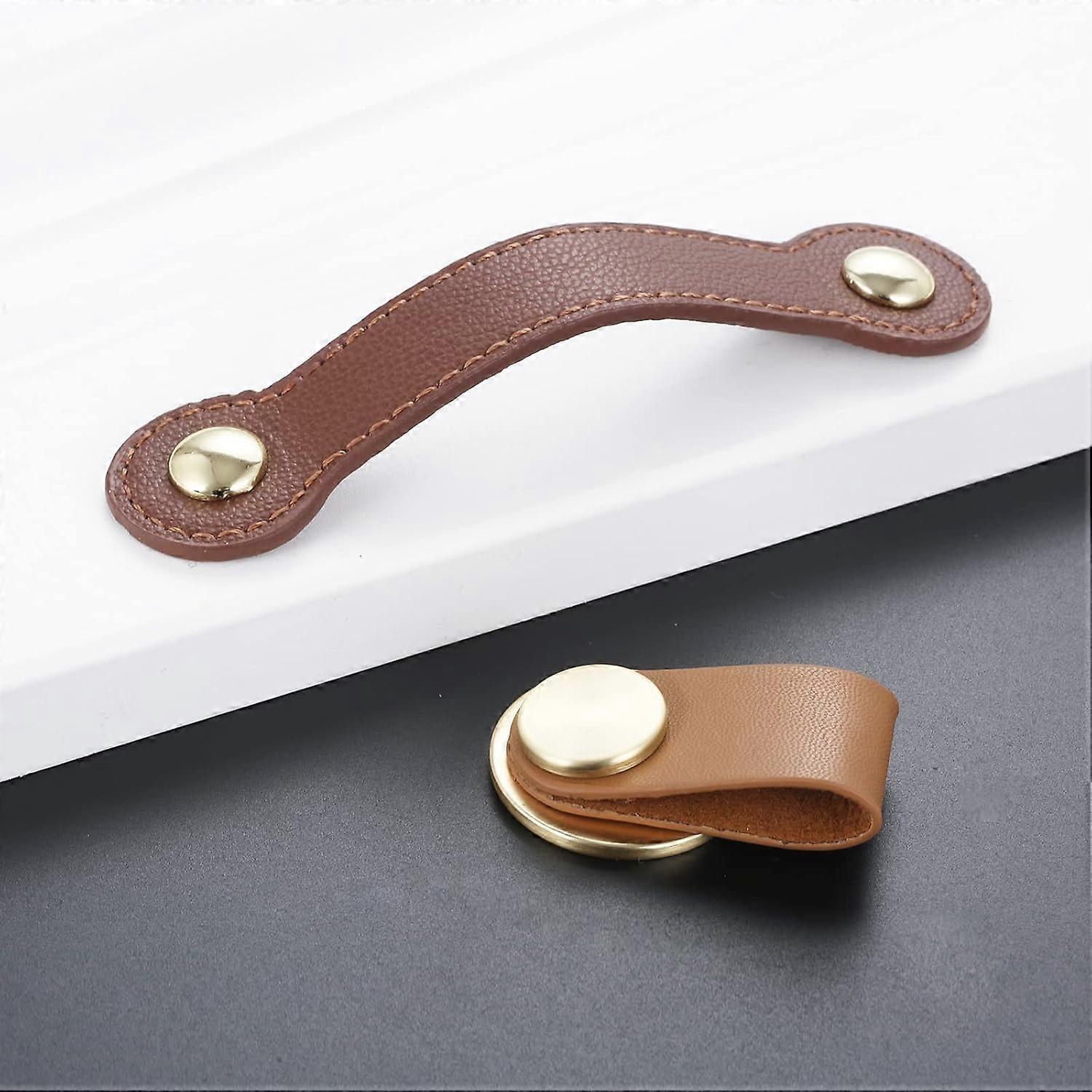 Leather Drawer Knob Nordic Style Cowhide Cabinet Handle Soft Grip for Closet Cupboard Furniture