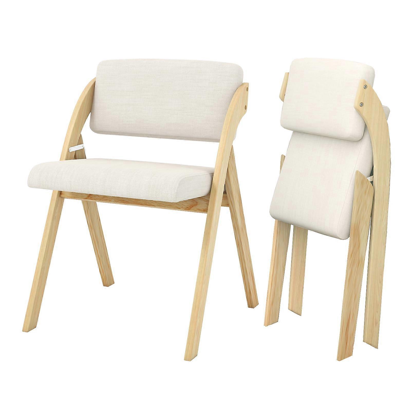 Set of 2 Folding Chairs with Cushions, Rubber Wood Legs, SpaceSaving Padded Seating for Dining and Events, 400 lbs Capacity