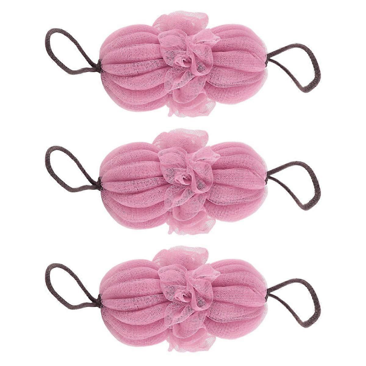 3Pcs Exfoliating Bath Loofah Set with Hanging Strap, Soft Mesh Shower Sponge for Gentle Skin Cleaning