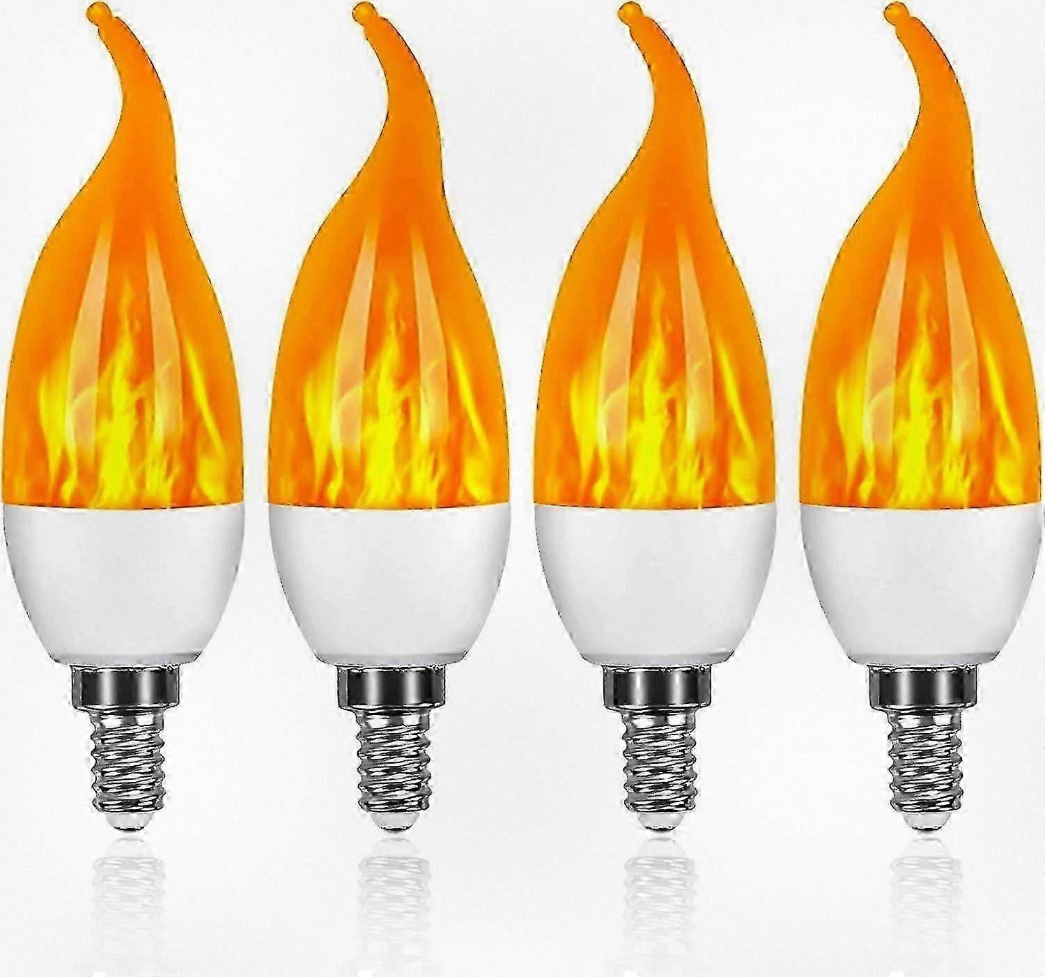 4-Pack E14 LED Flame Effect Bulb, 3W, 3 Lighting Modes, Decorative Lighting (99 chars)