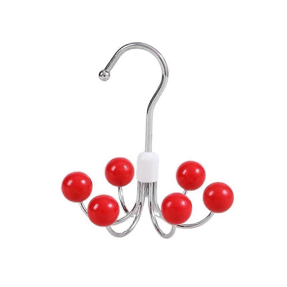 Rotating Closet Organizer with 6 Hooks, SpaceSaving Handbag Storage Hanger for Accessories, Red