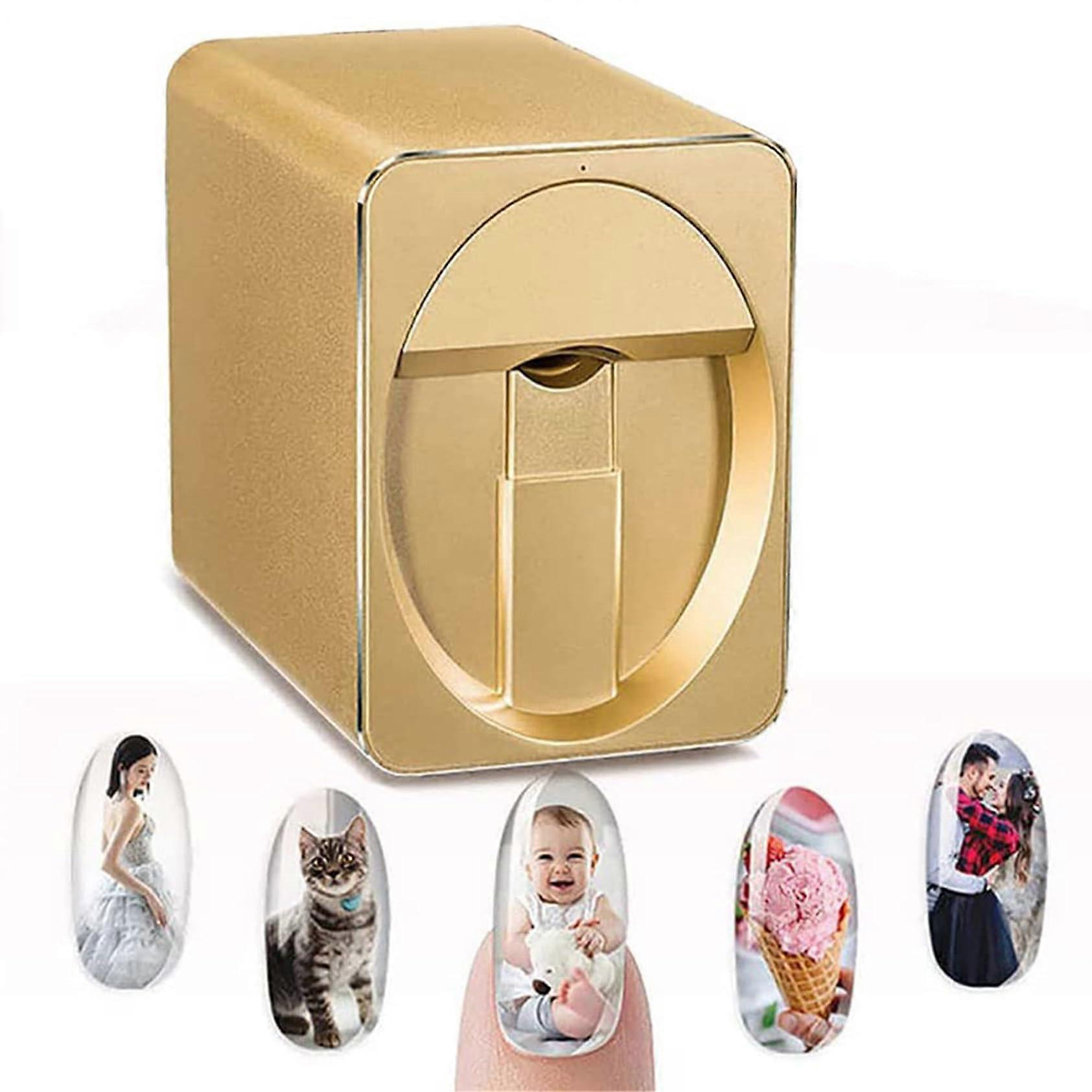 Gold Smart App Controlled 3D Nail Art Printer with Automatic Alignment for Home Salon and Mobile Use