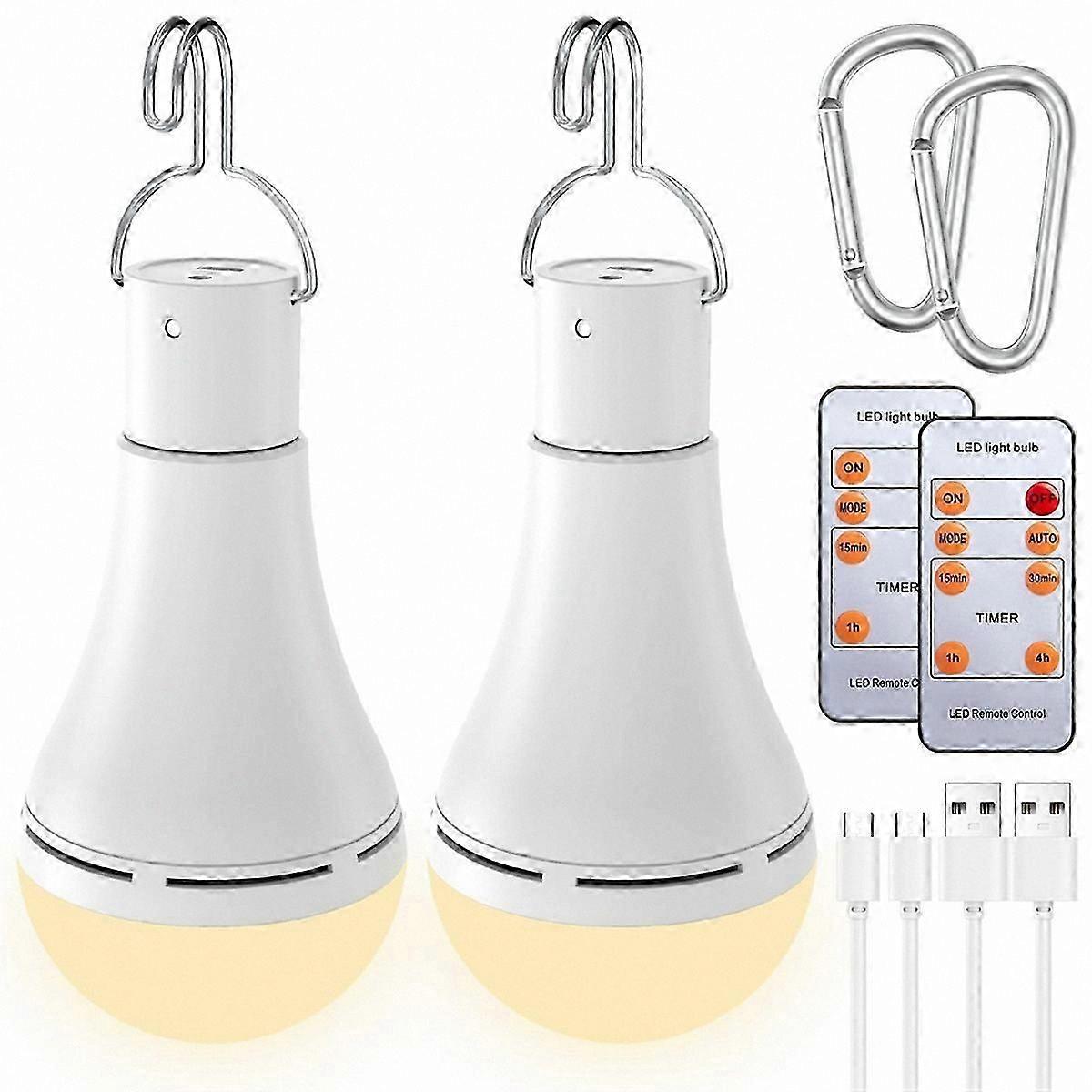 Emergency LED Light Bulb with Remote & Hook, USB Rechargeable for Power Outage