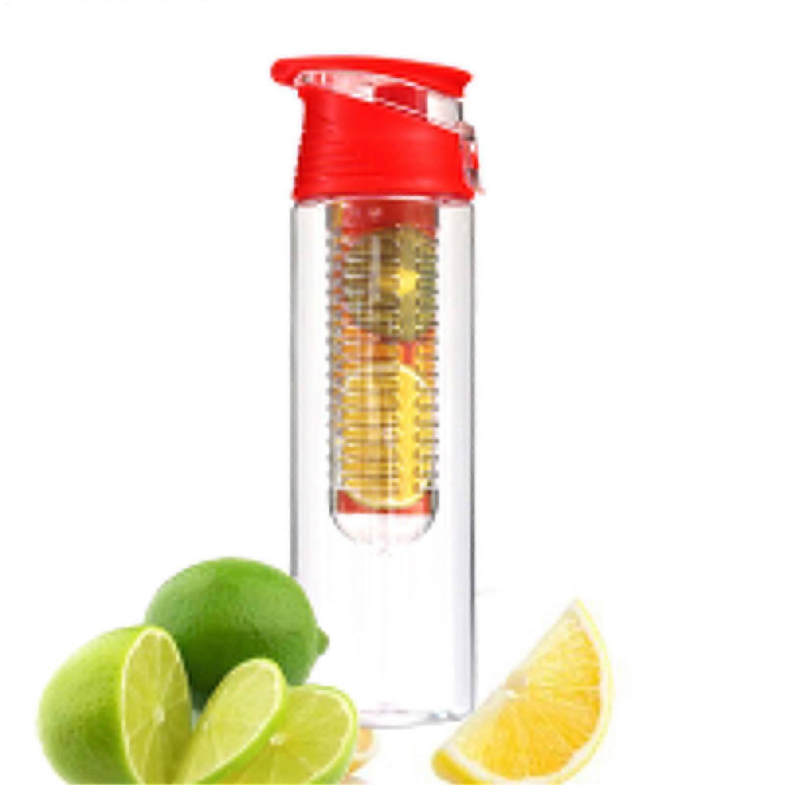 Fruit Infuser Water Bottle 800ml Large Capacity Reusable with Easy Fruit Infusion Red Lid
