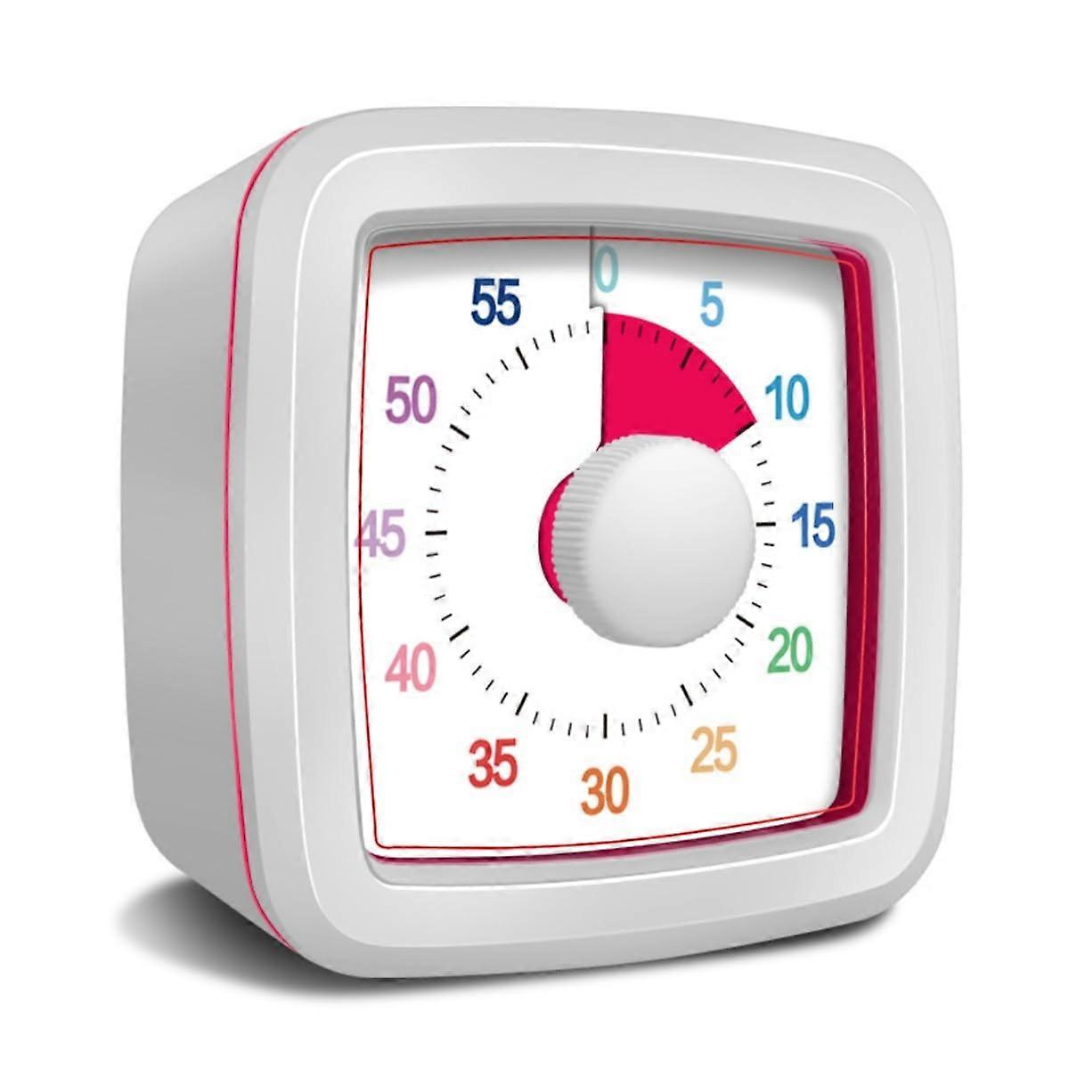 60 Minute Visual Countdown Timer, Silent 5.5 Inch Classroom and Kitchen Timer with Optional Chime – White