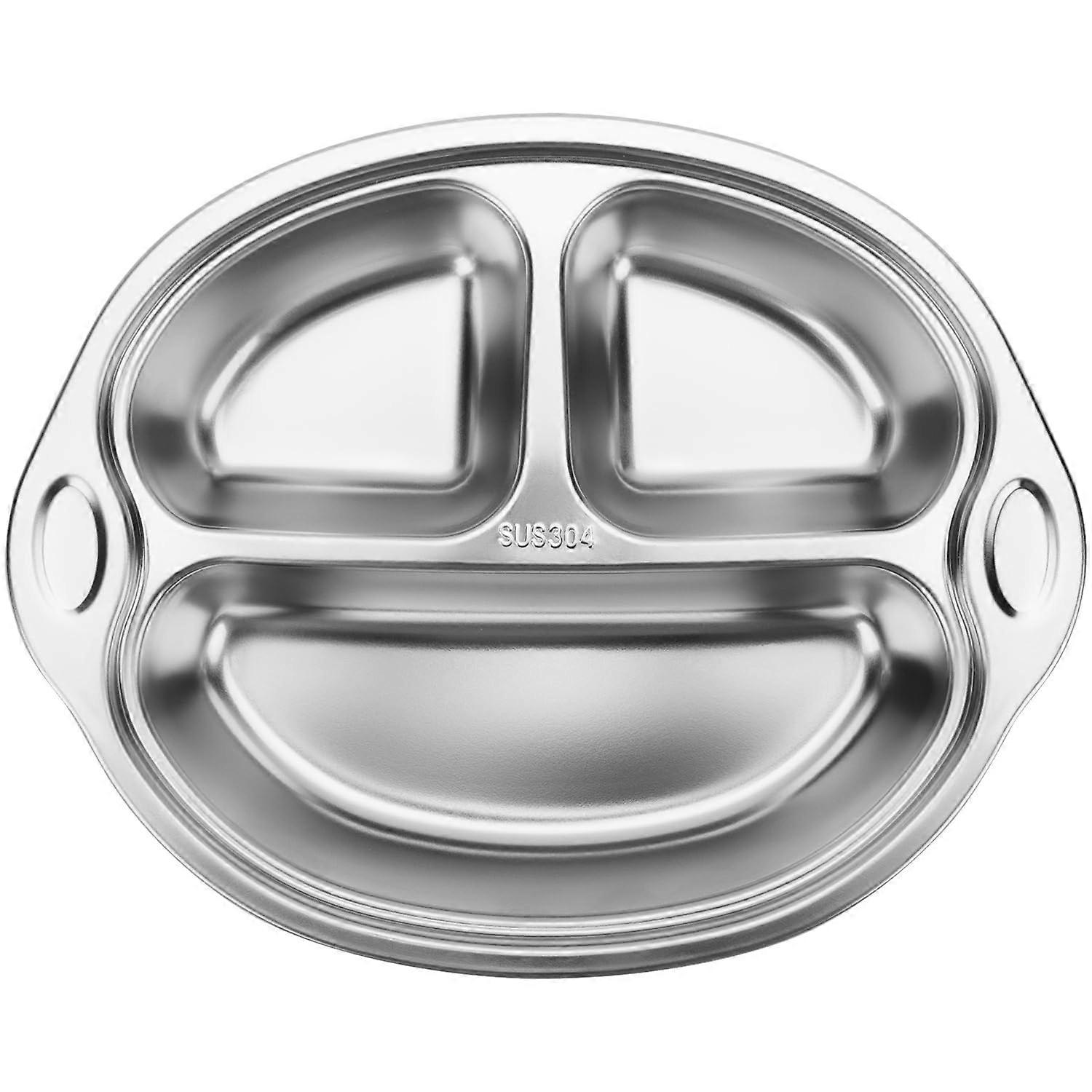 2 Pack 304 Stainless Steel Divided Kids Plates, Cute Monkey Shape, 3Section Unbreakable Dinnerware