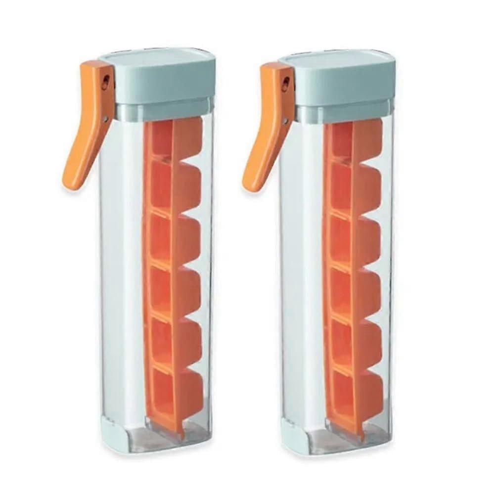 2PCS Silicone Ice Cube Tray with OneHand Press Release, 6Compartment Easy Release Mold for Quick Ice